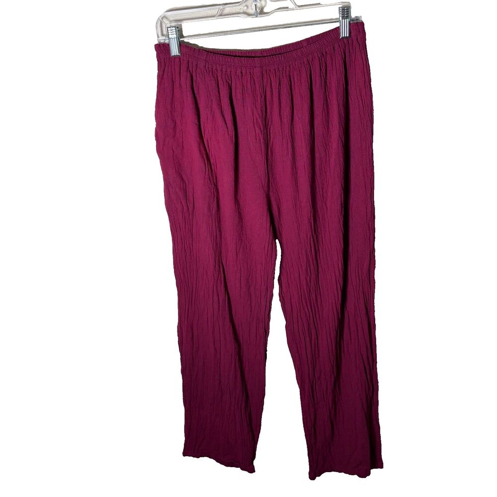 Cottonways Pants Women's 1 Purple Pull On Cotton Textured Casual Bottom